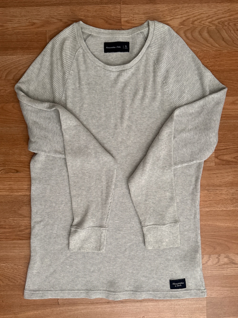 Abercrombie & Fitch Men's Light Oatmeal Thermal Long Sleeve Shirt